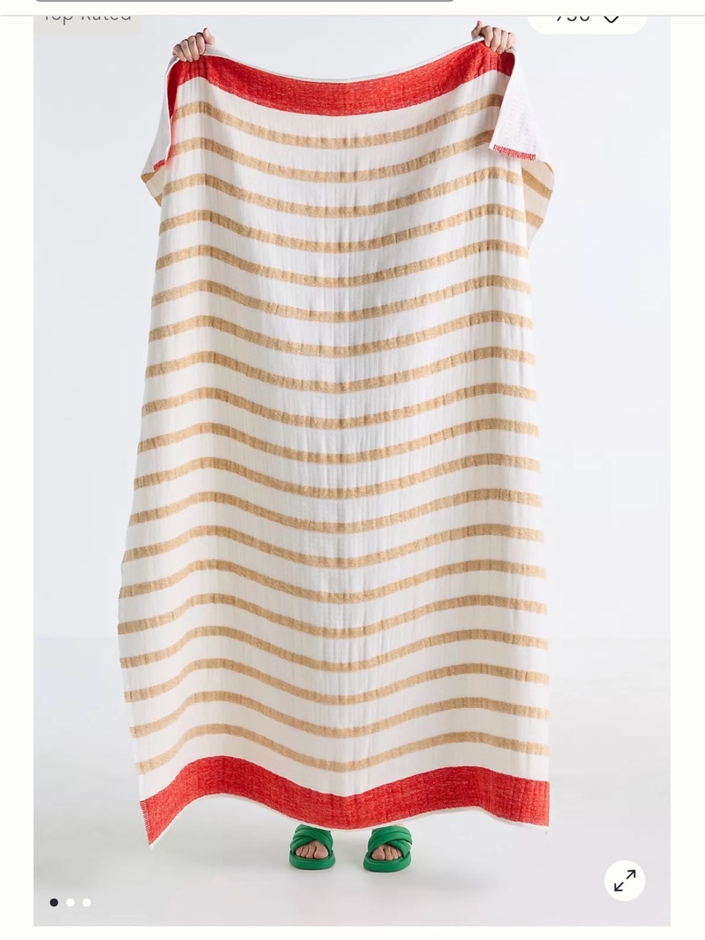 Anthropologie Striped Throw Blanket in Cream, Tan & Red